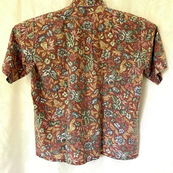 Reyn Spooner Shirt Half Button Short Sleeve Reverse Print Floral Red Mul… - Picture 2 of 6